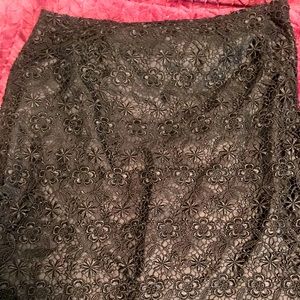 Black Crochet Knee Length Skirt